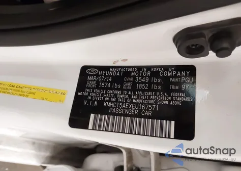 2014 Hyundai Accent Gs z USA, uszkodzony, nr VIN KMHCT5AEXEU167571